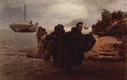 Ilya Repin Barge Haulers wading Germany oil painting artist